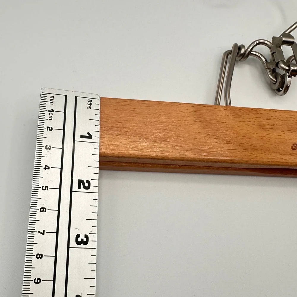 Setwell Wooden Pants Hangers with Clips Set of 2 Vintage Closet Organization